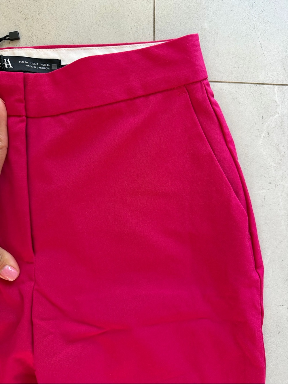 ZARA Hot Pink Tailored Trousers High Waist Slim Fit Pants XS - Picture 4 of 5